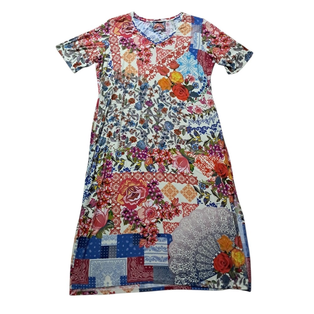 Johnny Was Multicolor Floral Patchwork Maxi Dress